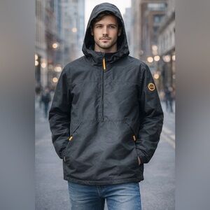 New no tags Timberland Hooded Half Zip Jacket XL Black Men's